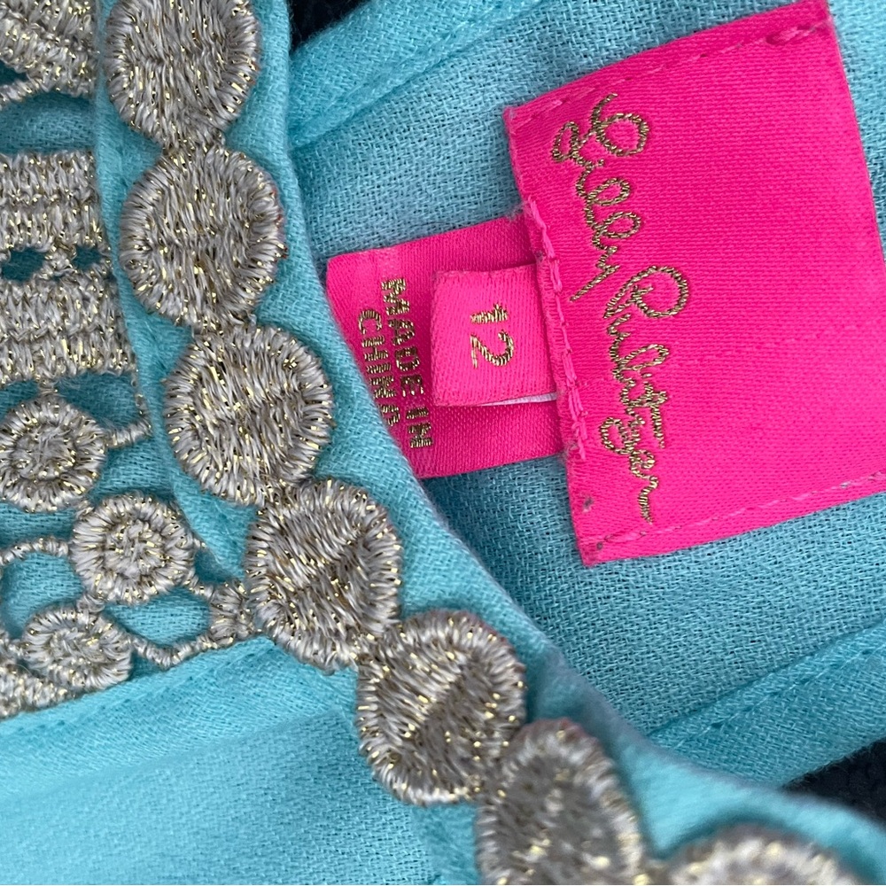 Lilly Pulitzer Aqua Dress with Metallic Detailing